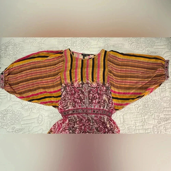 Anthropologie Tanvi Kedia Sunpass Beaded Dress Size M Rayon Pink Orange - Picture 7 of 13